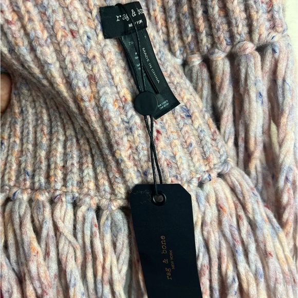 New Rag & Bone Devin Wool Scarf In Pink Multi Colored knitted Confetti - Picture 7 of 8